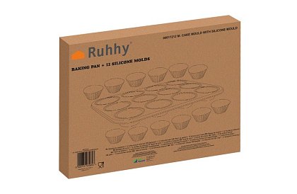 Teflónový plech na muffiny + 12 silikónových košíčkov