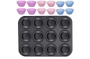 Teflónový plech na muffiny + 12 silikónových košíčkov