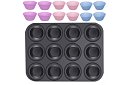 Teflónový plech na muffiny + 12 silikónových košíčkov