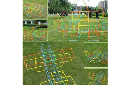 Barevná 3D stavebnica z brčiek 408 ks – kreatívna hra pre deti
