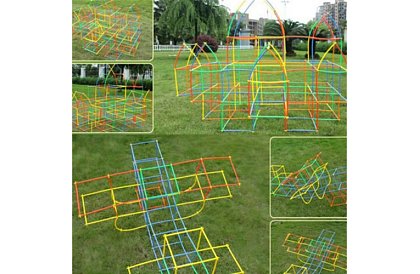 Barevná 3D stavebnica z brčiek 408 ks – kreatívna hra pre deti