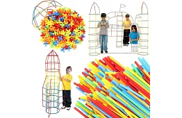 Barevná 3D stavebnica z brčiek 408 ks – kreatívna hra pre deti