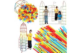 Barevná 3D stavebnica z brčiek 408 ks – kreatívna hra pre deti