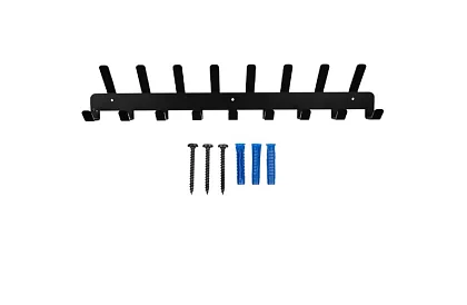 Nástenný vešiak na bundy a kabáty – čierny, 17 háčikov