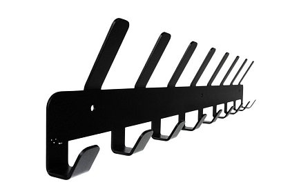 Nástenný vešiak na bundy a kabáty – čierny, 17 háčikov