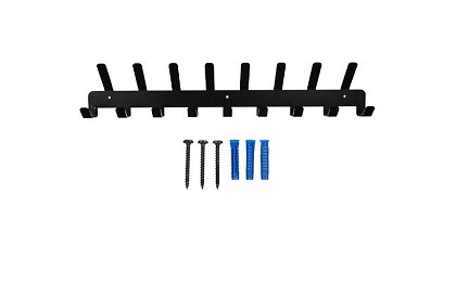 Nástenný vešiak na bundy a kabáty – čierny, 17 háčikov