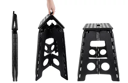 Skladacia stolička – taburet čierno-biely