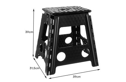 Skladacia stolička – taburet čierno-biely