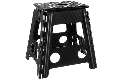 Skladacia stolička – taburet čierno-biely