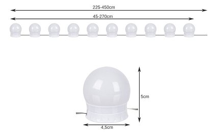 LED lampy na zrkadlo - toaletný stolík – sada 10 ks