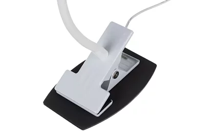 LED lampa na písací stôl s kovovým klipom - biela