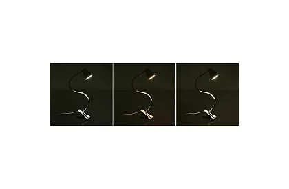 LED lampa na písací stôl s kovovým klipom - biela