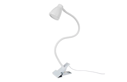 LED lampa na písací stôl s kovovým klipom - biela