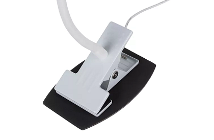 LED lampa na písací stôl s kovovým klipom - biela
