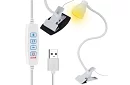 LED lampa na písací stôl s kovovým klipom - biela