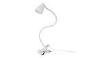 LED lampa na písací stôl s kovovým klipom - biela