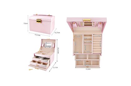 Elegantná šperkovnica – ružová s zámkom a saténovým povrchom