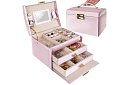 Elegantná šperkovnica – ružová s zámkom a saténovým povrchom