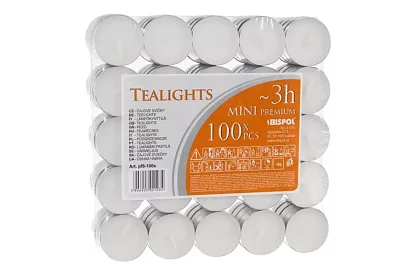 Čajové sviečky biele – horenie 3 hod. - balenie 100 ks
