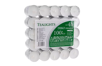 Čajové sviečky biele – horenie 4 hod. – balenie 100 ks