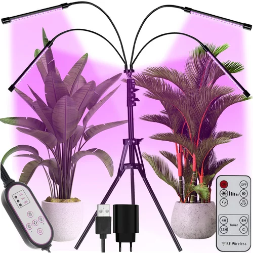 LED lampa pre rast rastlín Quattro – s časovačom a diaľkovým ovládaním