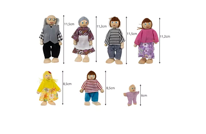 Drevené bábiky do detského domčeka – 7 ks