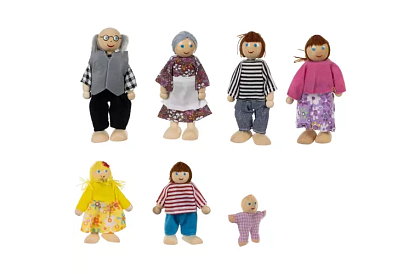 Drevené bábiky do detského domčeka – 7 ks