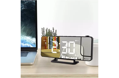 Zrkadlové hodiny s budíkom a projektorom