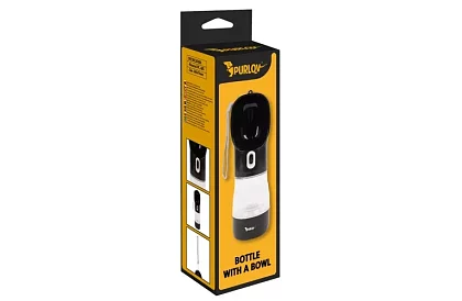 Cestovná fľaša na vodu pre psov s miskou na maškrty