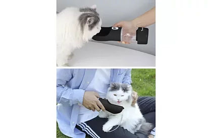 Cestovná fľaša na vodu pre psov s miskou na maškrty