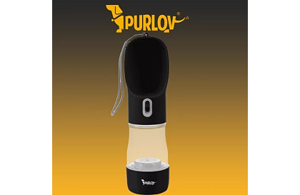 Cestovná fľaša na vodu pre psov s miskou na maškrty