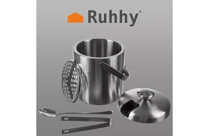 Zásobník na ľad 1,3 litra – vedro s viečkom a kliešťami