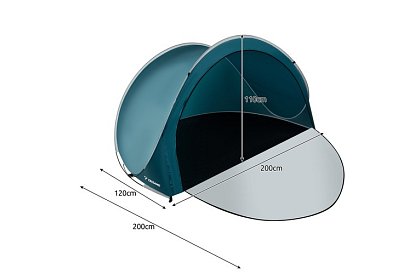 Samorozkládací plážový stan pre 3 osoby – 200 × 120 × 110 cm