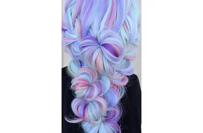 Syntetické ombre copy na vlasy fialovo modré