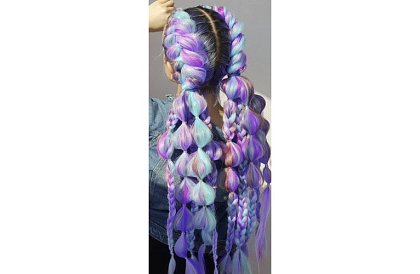 Syntetické ombre copy na vlasy fialovo modré