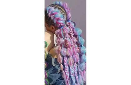 Syntetické ombre copy na vlasy fialovo modré