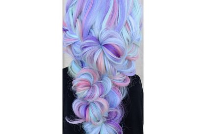 Syntetické ombre copy na vlasy fialovo modré