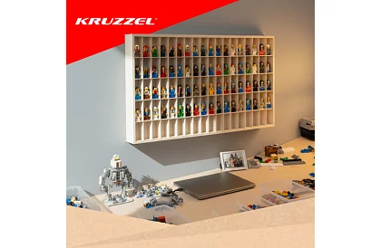 Drevená polička - organizér na autíčka - 90 priehradiek