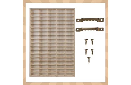 Drevená polička - organizér na autíčka - 90 priehradiek