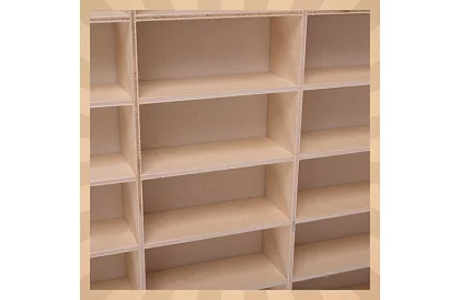 Drevená polička - organizér na autíčka - 90 priehradiek