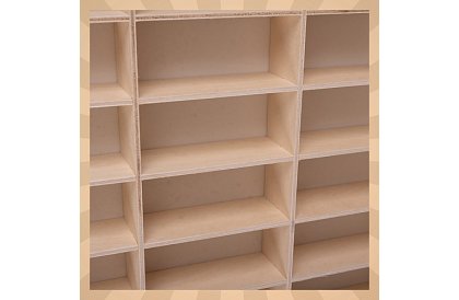 Drevená polička - organizér na autíčka - 90 priehradiek