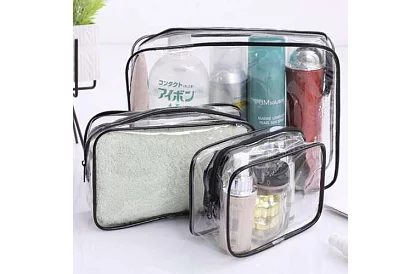 Priehľadné kozmetické taštičky – sada 3 kusov