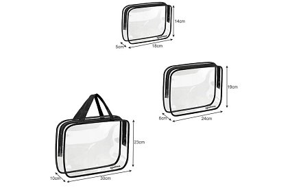 Priehľadné kozmetické taštičky – sada 3 kusov