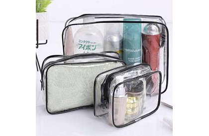 Priehľadné kozmetické taštičky – sada 3 kusov