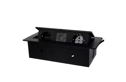 Vestavná výklopná zásuvka 2x 220V + 2x USB – čierna