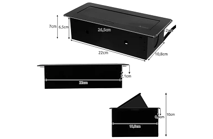 Vestavná výklopná zásuvka 2x 220V + 2x USB – čierna