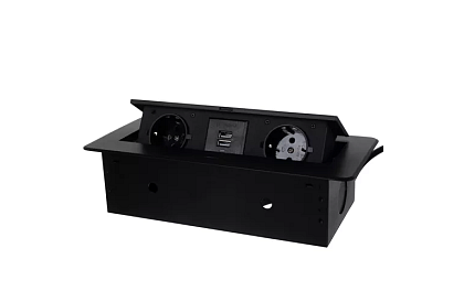Vestavná výklopná zásuvka 2x 220V + 2x USB – čierna
