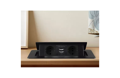 Vestavná výklopná zásuvka 2x 220V + 2x USB – čierna