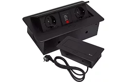 Vestavná výklopná zásuvka 2x 220V + 2x USB – čierna