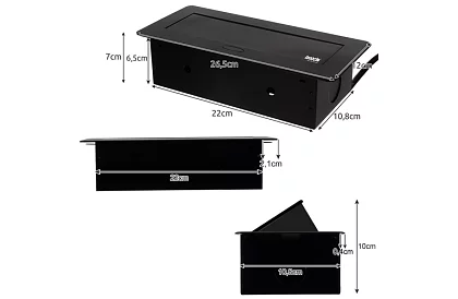 Vestavná výklopná zásuvka 3× 220 V – čierna